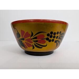 Russian Khokloma Bowl Floral Design  5.5" Diameter, 3" Height